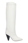 ISABEL MARANT LOENS HIGH HEELS BOOTS IN WHITE LEATHER,11464910