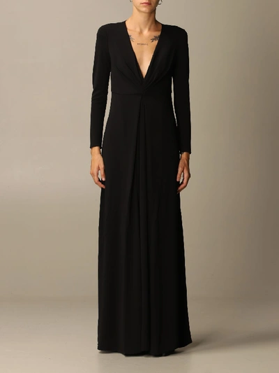 Emporio Armani Long Dress In Jersey In Black