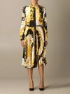 VERSACE PLEATED SHIRT DRESS WITH BAROQUE ACANTHUS PRINT,11465378