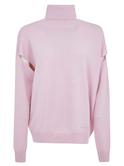 Givenchy Turtleneck Ribbed Sweater In Pink