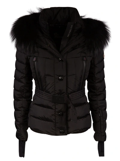 Moncler Furred Hood Padded Jacket In Black