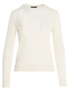 Theory Crewneck Knitted Sweater In Feather Cashmere In White