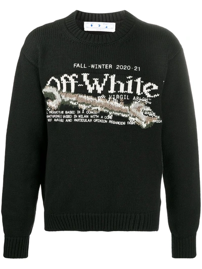 Off-white Pascal Tool Intarsia Wool Blend Sweater In Black