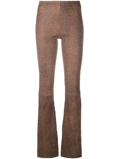 Drome Leopard Print Flared Trousers In Brown
