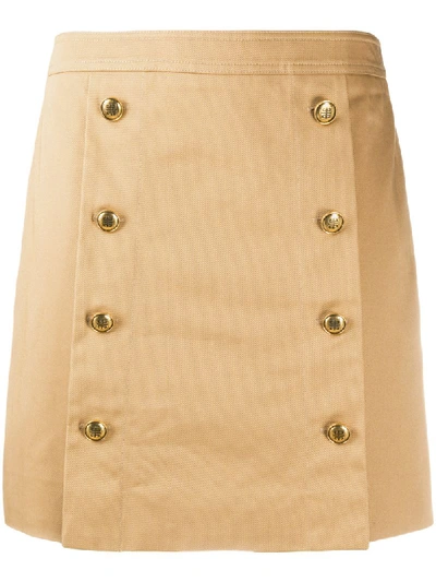 Givenchy Button-embellished Cotton-twill Mini Skirt In Neutrals