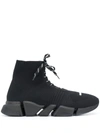 Balenciaga Speed Lace Up Stretch Knit Sneakers In Black