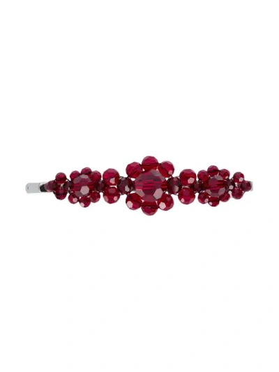 Simone Rocha Red Floral Crystal Hair Clip In Red,silver