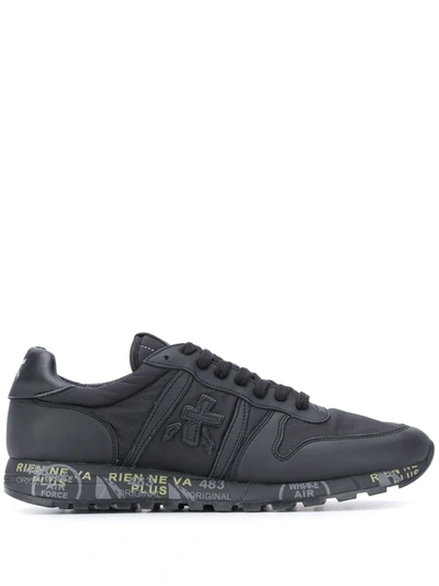 Premiata Black Leather And Nylon Eric Trainers