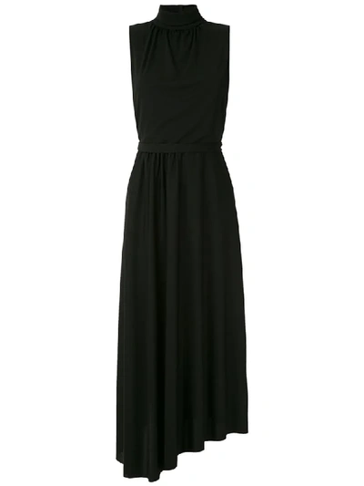 Egrey Draped Mid-lenght Dress In Black