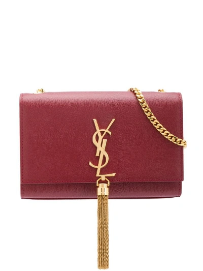 Saint Laurent Monogram小牛皮单肩包 In Red