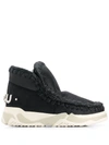 Mou Cracked Black Eskimo Trainer Rhinestones In Black