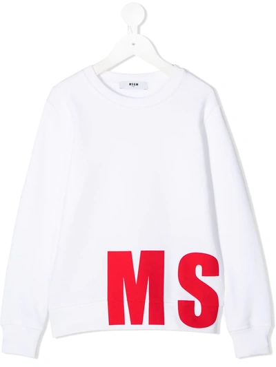 Msgm Teen Logo套头衫 In Bianco