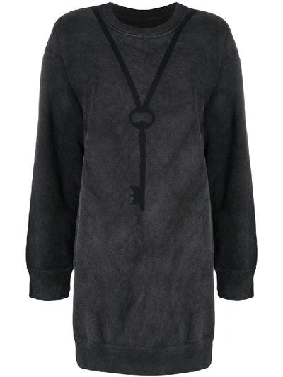Mm6 Maison Margiela Long Key-print Sweatshirt In Black