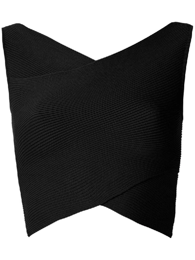 Egrey Knit Cropped Top In Black