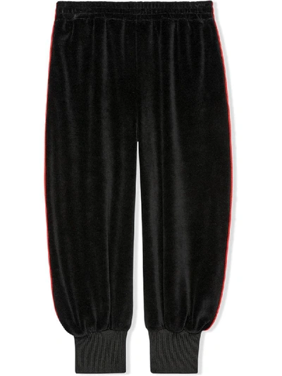 Gucci Kids' Chenille Gathered Ankles Track Pants In Black