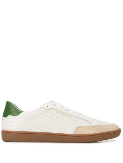 Saint Laurent Court Classic Sneakers In Perforated Leather In White
