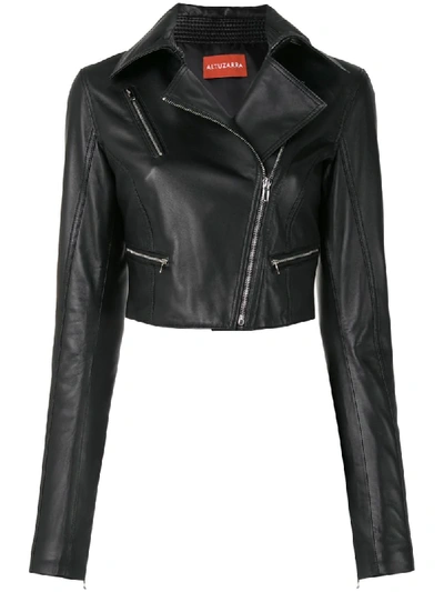Altuzarra Seijun Cropped Leather Jacket In Black