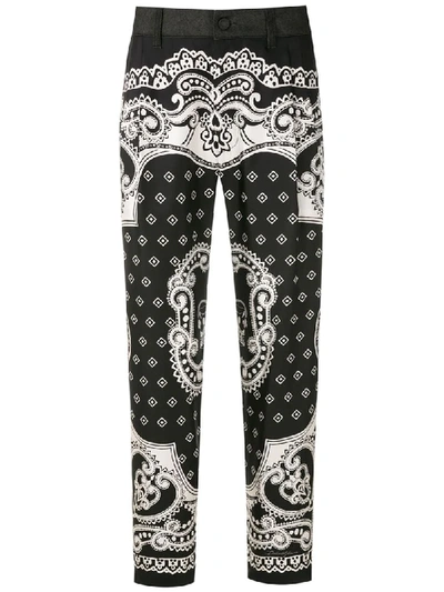 Dolce & Gabbana Baroque-print Cropped Trousers In S9001