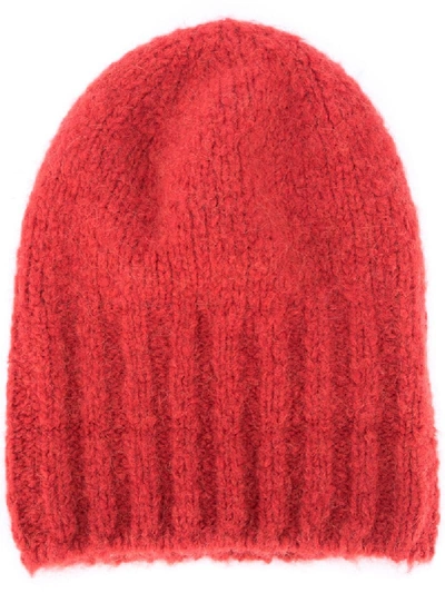 Brunello Cucinelli Knitted Beanie Hat In Red