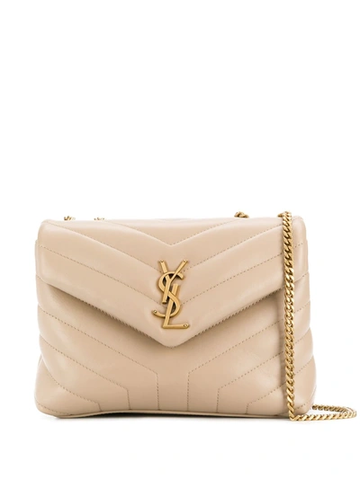 Saint Laurent Loulou Quilted Shoulder Bag In Neutrals