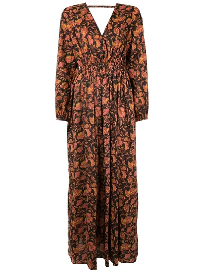 Matteau Pink Hibiscus Open Back Dress In Black