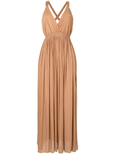 Matteau The Crossback Plunge Maxi Dress In Clay