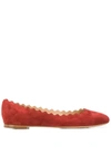 Chloé Pink Suede Lauren Ballerina Flats In Red
