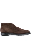 Tod's Lace-up Plain Ankle Boots In Brown