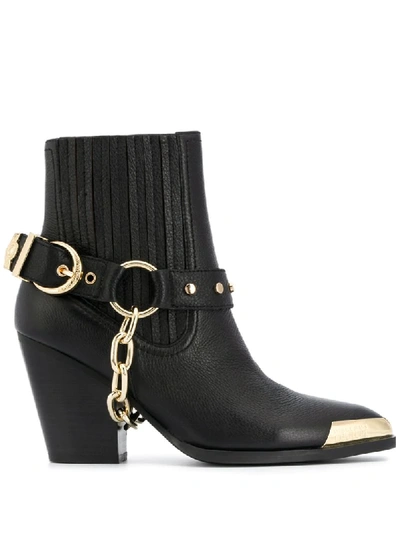 Versace Jeans Couture Buckle-embellished Ankle Boots In Black