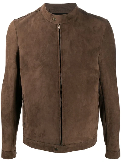 Salvatore Santoro Suede Zip-up Leather Jacket In Brown