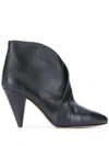 Isabel Marant Lasteen Ruched Leather Ankle Boots In Black