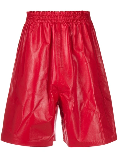 Bottega Veneta Leather Knee-length Shorts In Red