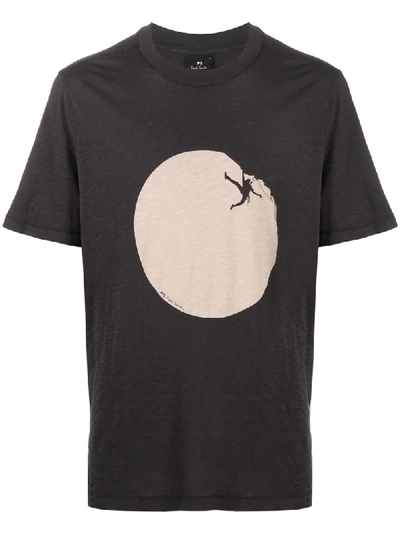 Ps By Paul Smith Climber-print Cotton T-shirt In Grey