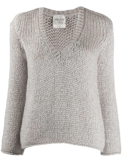 Forte Forte Chunky Knit Deep V-neck Jumper In Grey