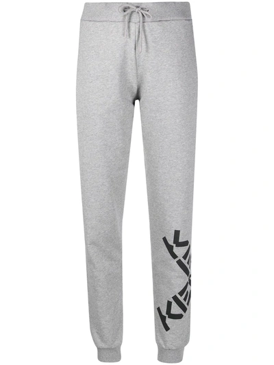 Kenzo Logo Print Cotton Blend Sweatpants In Grey