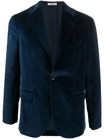 Boglioli Velvet-effect Single-breasted Blazer In Blue