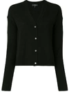 Theory V-neck Button-front Regal Wool Cardigan In Black