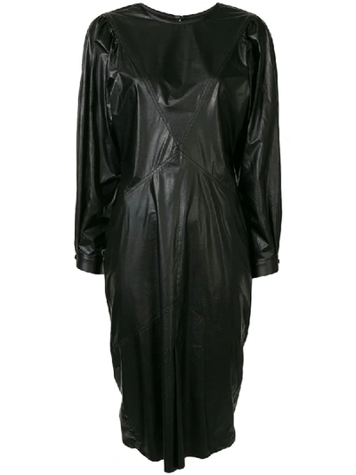 Isabel Marant Semi-crinkled Midi Dress In Black