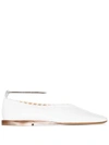 Jil Sander White Whipstitch Anklet Ballerina Flats In White