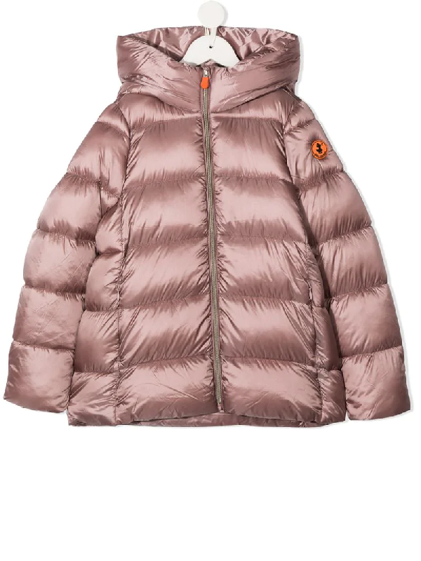 Save The Duck Kids' Hooded Puffer Jacket In Pink | ModeSens