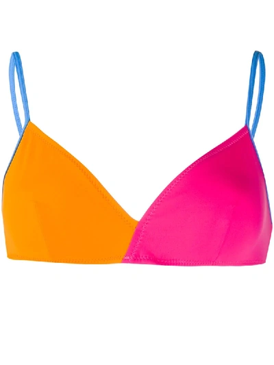Solid & Striped Two-tone Bikini Top In Orange