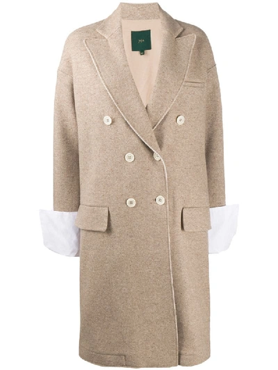 Jejia Double-breasted Coat In Neutrals