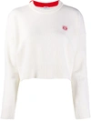 LOEWE WOOL CROPPED JUMPER WITH LOGO EMBROIDERY