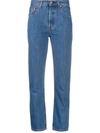 Levi's 501 Original Cropped Jeans In Charleston Fun In Blue