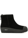Bally Platform Leather Ankle Boots In Black