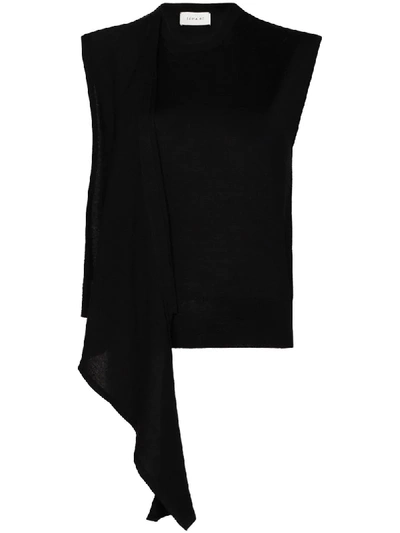 Lemaire Asymmetric Drape-detail Top In Black