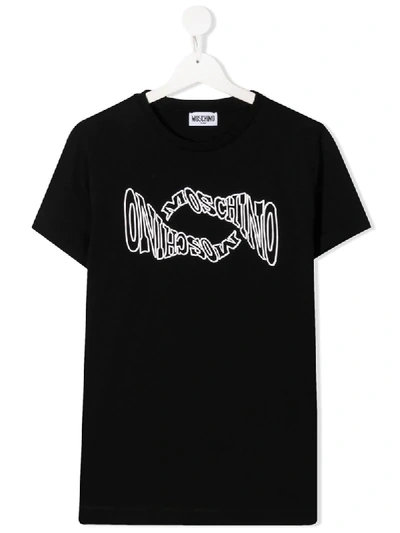 Moschino Teen Logo-print Crew Neck T-shirt In Black
