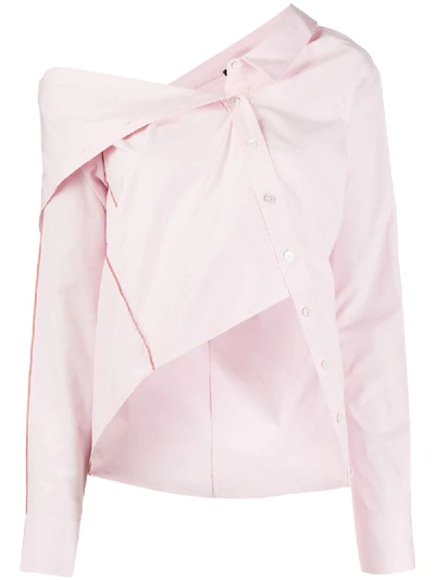 Y/project Folded-edge Long-sleeved Shirt In Pink