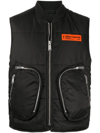 Heron Preston Multi-pocket Padded Gilet In Black