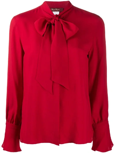 Max Mara Pussy-bow Blouse In Red
